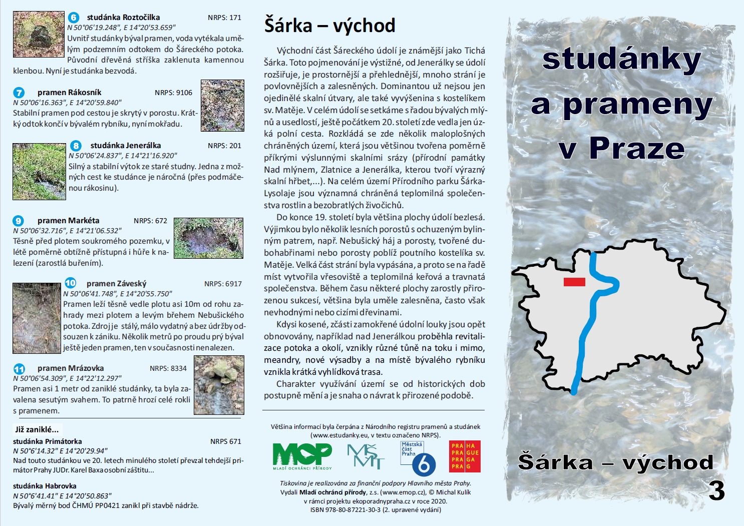 informační materiál Studánky a prameny v Praze, č.3 - Šárka-východ, vyd. 2020, ilustrační obr.