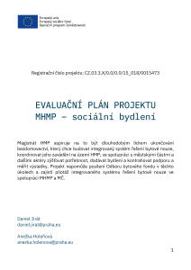 EVALUAČNÍ PLÁN PROJEKTU MHMP - Sociální bydlení