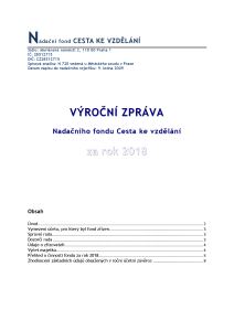 Výroční zpráva Nadačního fondu Cesta ke vzdělání za rok 2018