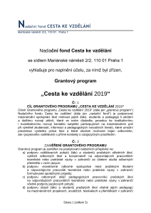 2019 Grantový program Cesta ke vzdělání