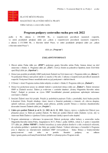 Program podpory CR pro rok 2022 - podmínky, vzor žádostí, vzor smlouvy