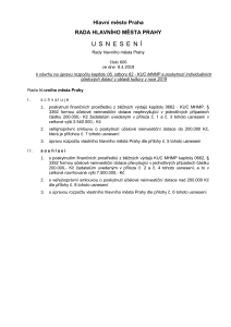 Usnesení Rady hlavního města Prahy číslo 606 ze dne 8. 4. 2019 k návrhu na úpravu rozpočtu kapitoly 06, odboru 62 - KUC MHMP a poskytnutí individuálních účelových dotací