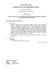 U S N E S E N Í Zastupitelstva hlavního města Prahy číslo 1/77 ze dne 15.12.2022 k návrhu na poskytnutí dotací v Programu podpory provozu kulturních zařízení v souvislost