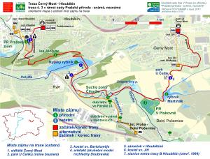 trasa č.3 - Černý Most-Hloubětín, orientační mapa podrobná, pro tisk A4, 4650x3540 pxl