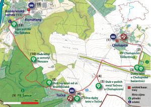 trasa č.12 - Cholupice-Komořany, orientační mapa základní (2400 pxl)