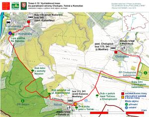 trasa č.12 - Cholupice-Komořany, orientační mapa podrobná (3100 pxl)