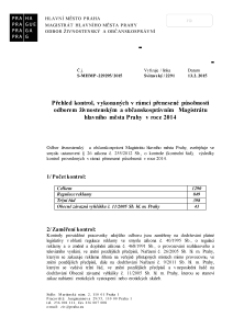 Přehled kontrol, vykonaných v rámci přenesené působnosti odborem živnostenským a občanskosprávním Magistrátu hlavního města Prahy v roce 2014