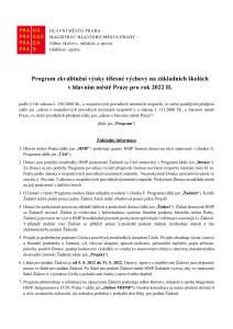 Programu zkvalitnění výuky tělesné výchovy na základních školách v hlavním městě Praze pro rok 2022 II