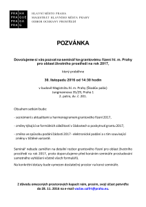 seminář ke grantovému řízení hl. m. Prahy pro oblast životního prostředí na rok 2017, 30.11.16