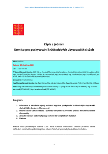 Zápis z jednání Komise Rady hl. m. Prahy pro poskytování krátkodobých ubytovacích služeb ze dne 20. 5. 2021