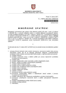 mimořádného opatření Ministerstva zdravotnictví ze dne 10. 4. 2021, č. j.: MZDR 14601/2021-2/MIN/KAN