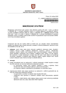 Mimořádné opatření Ministerstva zdravotnictví k omezení počtu osob