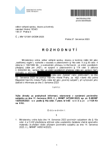 Rozhodnutí ministerstva vnitra č.j. MV_121381_2_ODK_2023