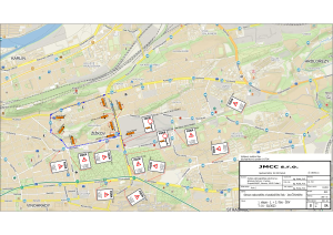 Mapa s vyznačením objízdných tras pro 1. etapu rekonstrukce