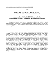 Návrh obecně závazné vyhlášky Prahy o aktualizaci cenové mapy stavebních pozemků pro rok 2022