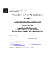 Vyhlášení výsledků soutěže EY Podnikatel roku 2017 hl. m. Prahy a EY Podnikatel roku 2017 Středočeského kraje