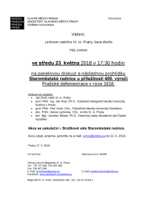 2685985_Panelová diskuze a prohlídka Staroměstské radnice u příležitosti 400. výročí Pražské defenestrace v roce 1618