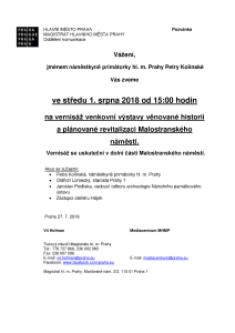 Vernisáž venkovní výstavy věnované historii a plánované revitalizaci Malostranského náměstí