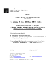 Příprava hlavního města Prahy na nové programové období politiky soudržnosti po roce 2020