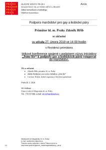 Tisková konference spojená s podpisem výzvy iniciativy „Jsme fér“ k podpoře gay a lesbických párů vstupovat do manželství