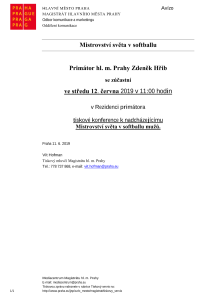 Tisková konference k nadcházejícímu Mistrovství světa v softballu mužů 2019