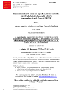 Pracovní snídaně k tématům agendy evidence vozidel a agendy zkušebních komisařů odboru dopravněsprávních činností MHMP