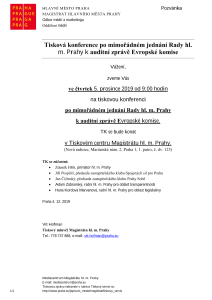 Tisková konference po mimořádném jednání Rady hl. m. Prahy k auditní zprávě Evropské komise