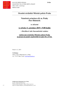 Stužkování strážníků Městské policie Praha za pracovní poměr nepřetržitě trvající 10 a 15 let