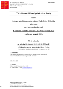 Tisková konference k činnosti Městské policie hl. m. Prahy