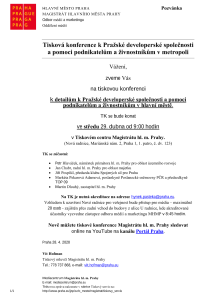Tisková konference k Pražské developerské společnosti a pomoci podnikatelům a živnostníkům v metropoli