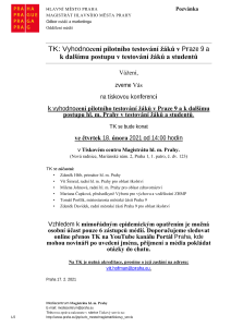 TK: Vyhodnocení pilotního testování žáků v Praze 9 a k dalšímu postupu v testování žáků a studentů