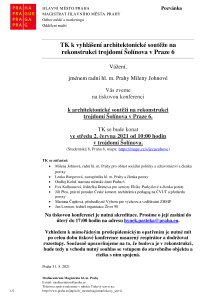 TK k vyhlášení architektonické soutěže na rekonstrukci trojdomí Šolínova v Praze 6