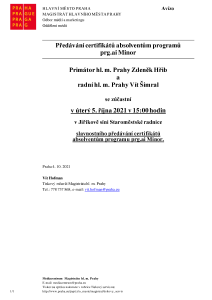 Předávání certifikátů absolventům programů  prg.ai Minor