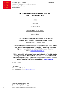 31. zasedání Zastupitelstva hl. m. Prahy dne 11. listopadu 2021