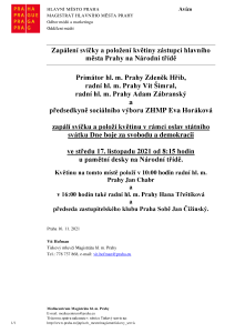 Zapálení svíčky a položení květiny zástupci hlavního  města Prahy na Národní třídě