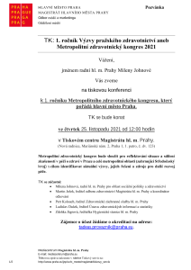 TK: 1. ročník Výzvy pražského zdravotnictví aneb  Metropolitní zdravotnický kongres 2021
