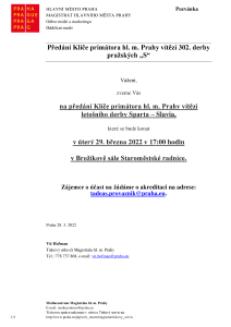 Předání Klíče primátora hl. m. Prahy vítězi 302. derby  pražských „S“