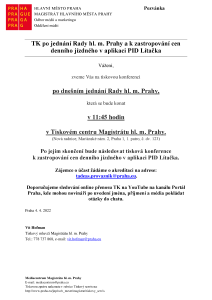 TK po jednání Rady hl. m. Prahy a k zastropování cen  denního jízdného v aplikaci PID Lítačka