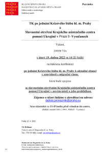 TK po jednání Krizového štábu a Slavnostní otevření Krajského asistenčního centra pomoci Ukrajině