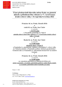 Účast představitelů na pietních aktech Dne vítězství, 77. výročí konce II. světové války 8. 5. 2022