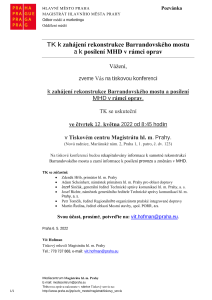 TK k zahájení rekonstrukce Barrandovského mostu a k posílení MHD v rámci oprav