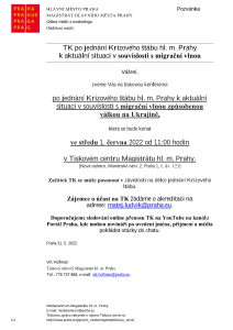 Tisková konference po jednání Krizového štábu hl. m. Prahy k aktuální situaci v souvislosti s migrační vlnou