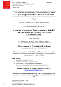 TK k oslavám předsednictví České republiky v Radě  EU a plánovaným událostem v hlavním městě Praze