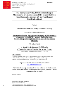 TK: Spolupráce Prahy, Středočeského kraje a Ministerstva pro místní rozvoj ČR v oblasti školství