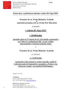 Pietní akty u příležitosti státního svátku 28. října 2023