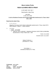 Aktualizace Koncepce návrhů řešení problematiky bezdomovectví v Praze v letech 2013 - 2020