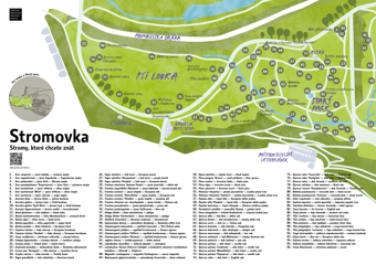 Stromy, které chcete znát - mapa - část Psí louka a Starý park, akt. 3/2021