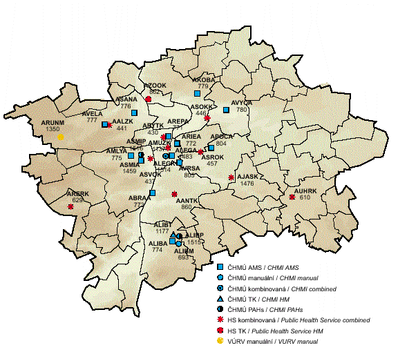 staniční síť sledování kvality ovzduší, praha, 2003