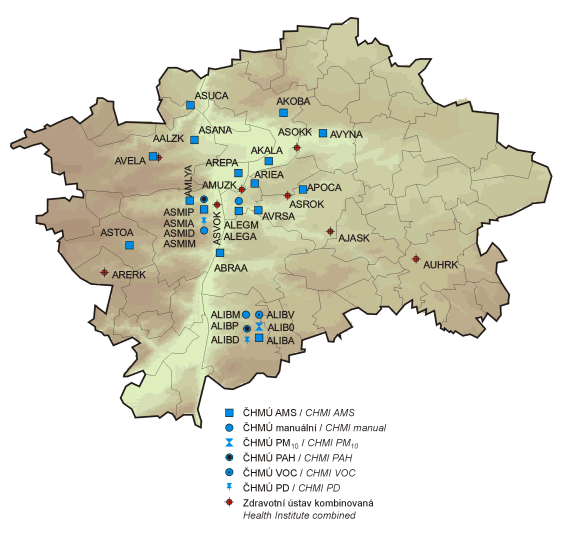 obr - staniční síť sledování kvality ovzduší, praha, 2004