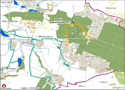 trasa podél blatovského potoka - orientační mapka (ke zvětšení)